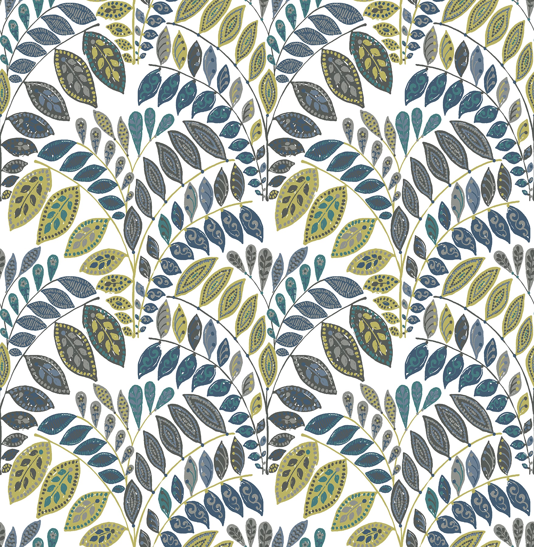 A-Street Prints Fiddlehead Green Botanical Wallpaper, 20.5-in by 33-ft