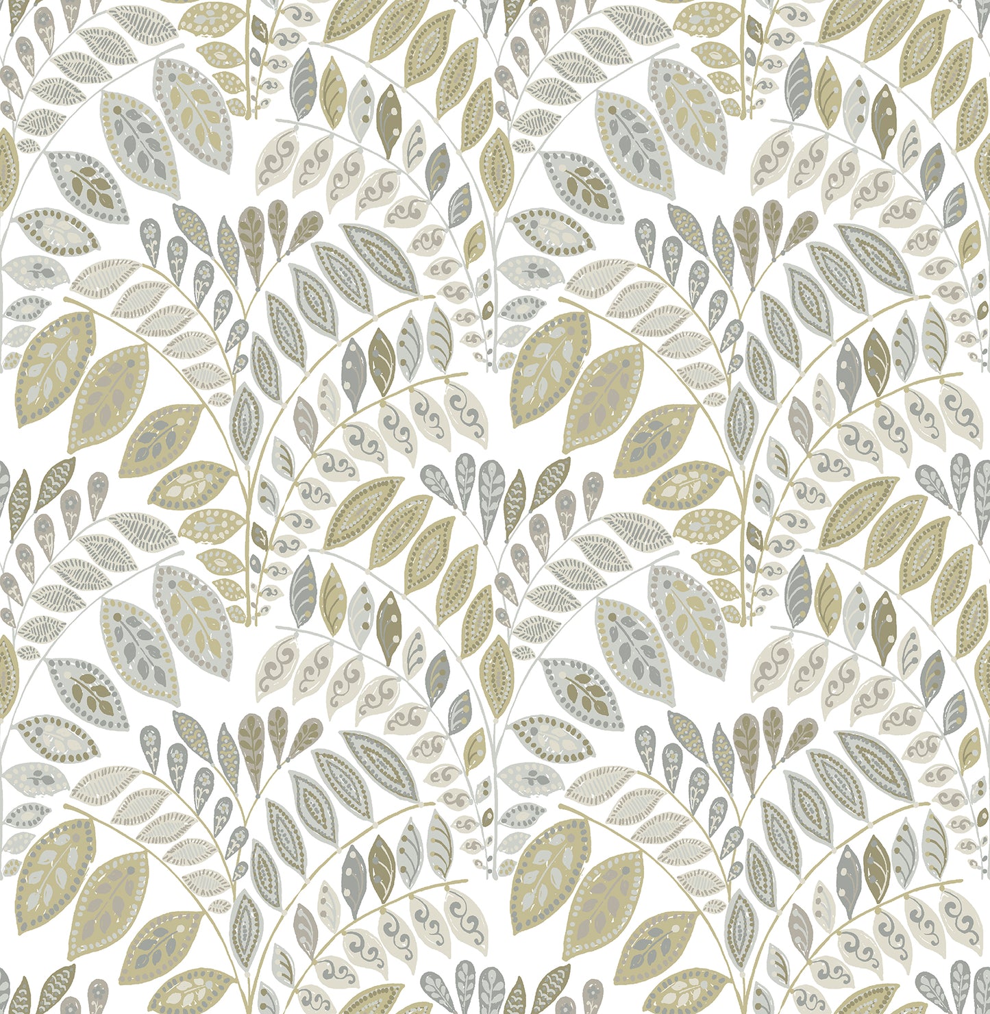 A-Street Prints Fiddlehead Grey Botanical Wallpaper, 20.5-in by 33-ft