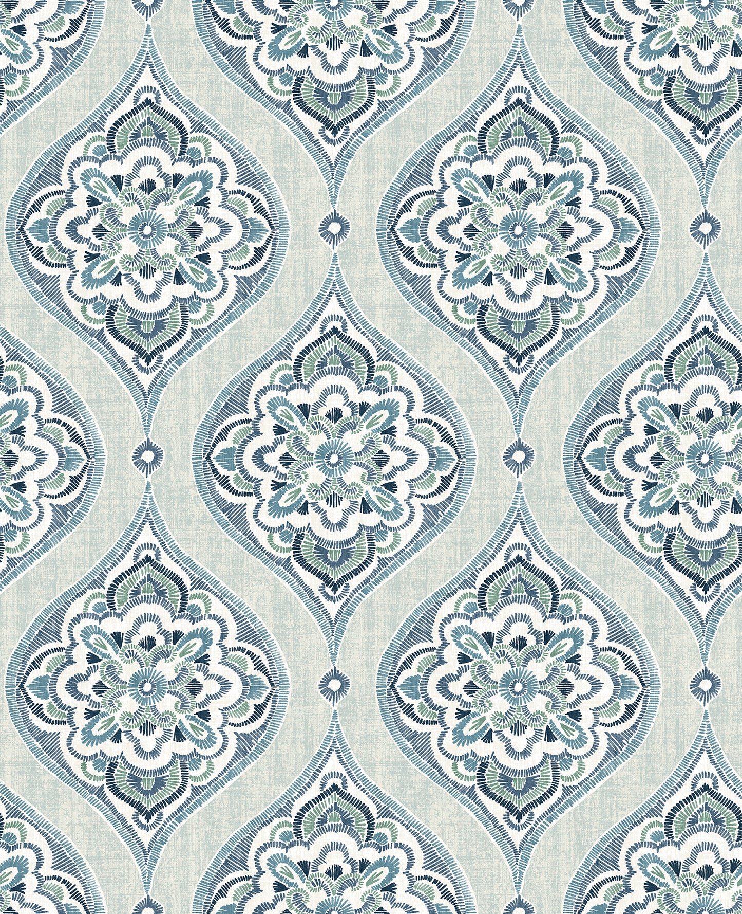 A-Street Prints Adele Aqua Damask Wallpaper, 20.5-in by 33-ft