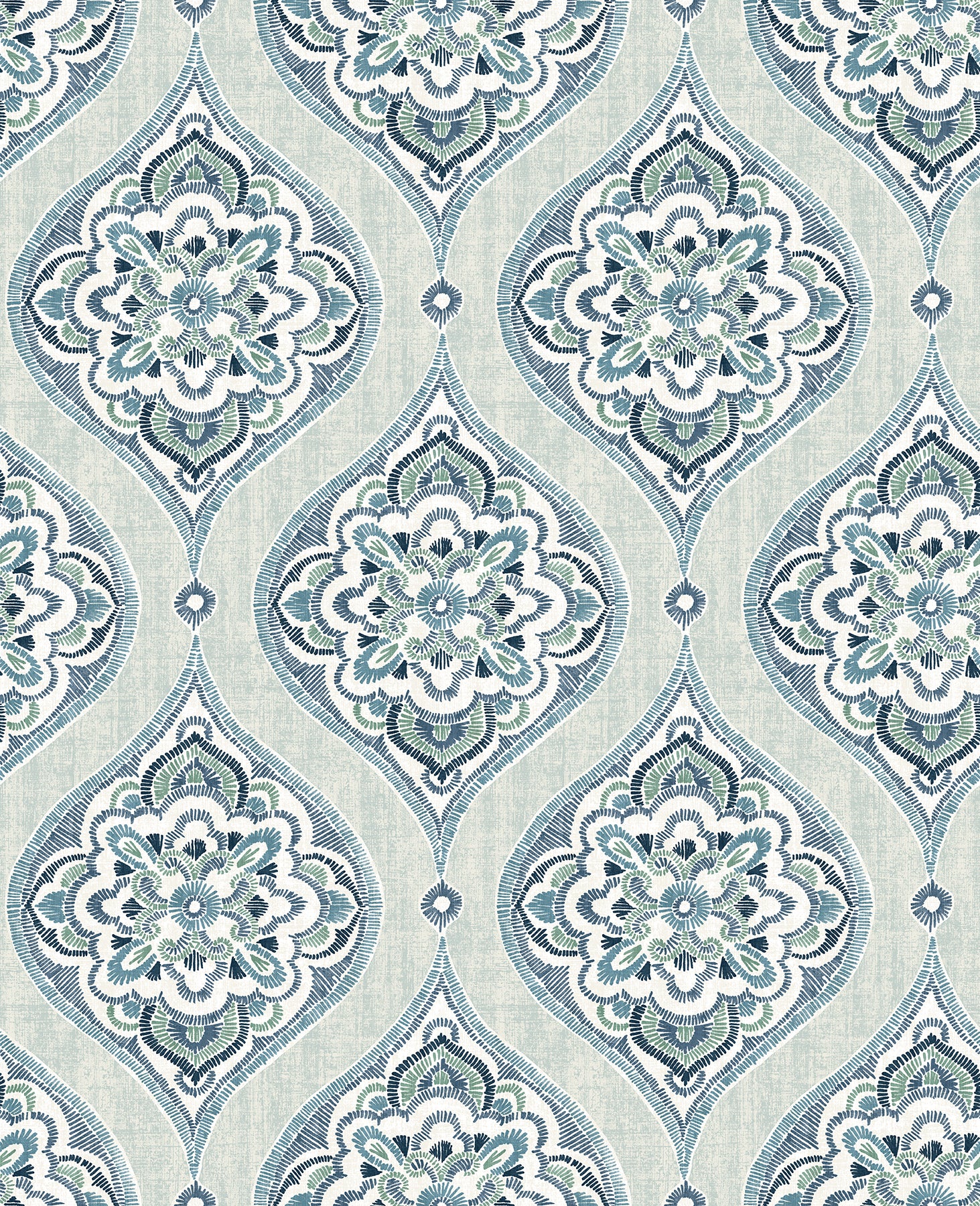 A-Street Prints Adele Aqua Damask Wallpaper, 20.5-in by 33-ft