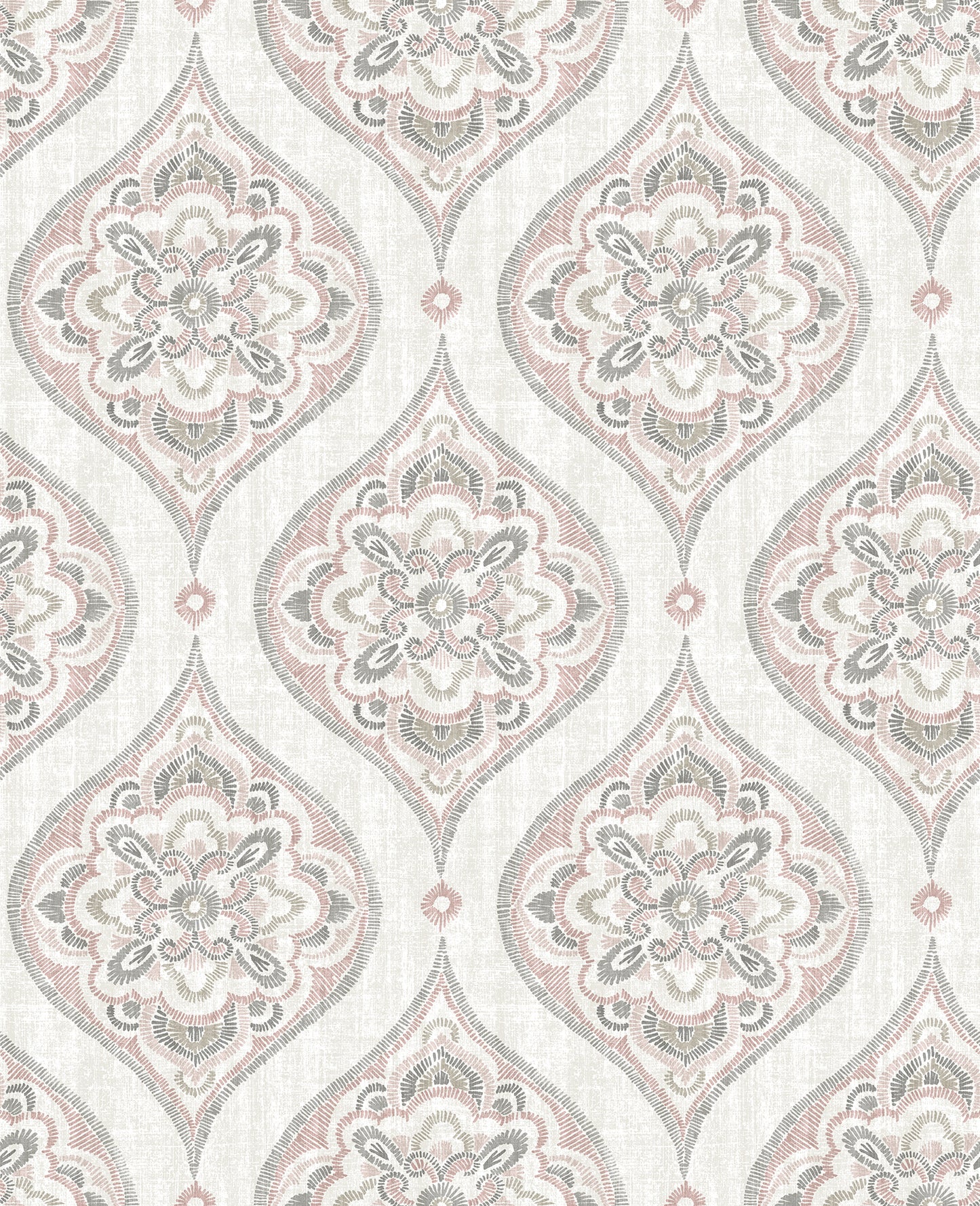 A-Street Prints Adele Rose Damask Wallpaper, 20.5-in by 33-ft