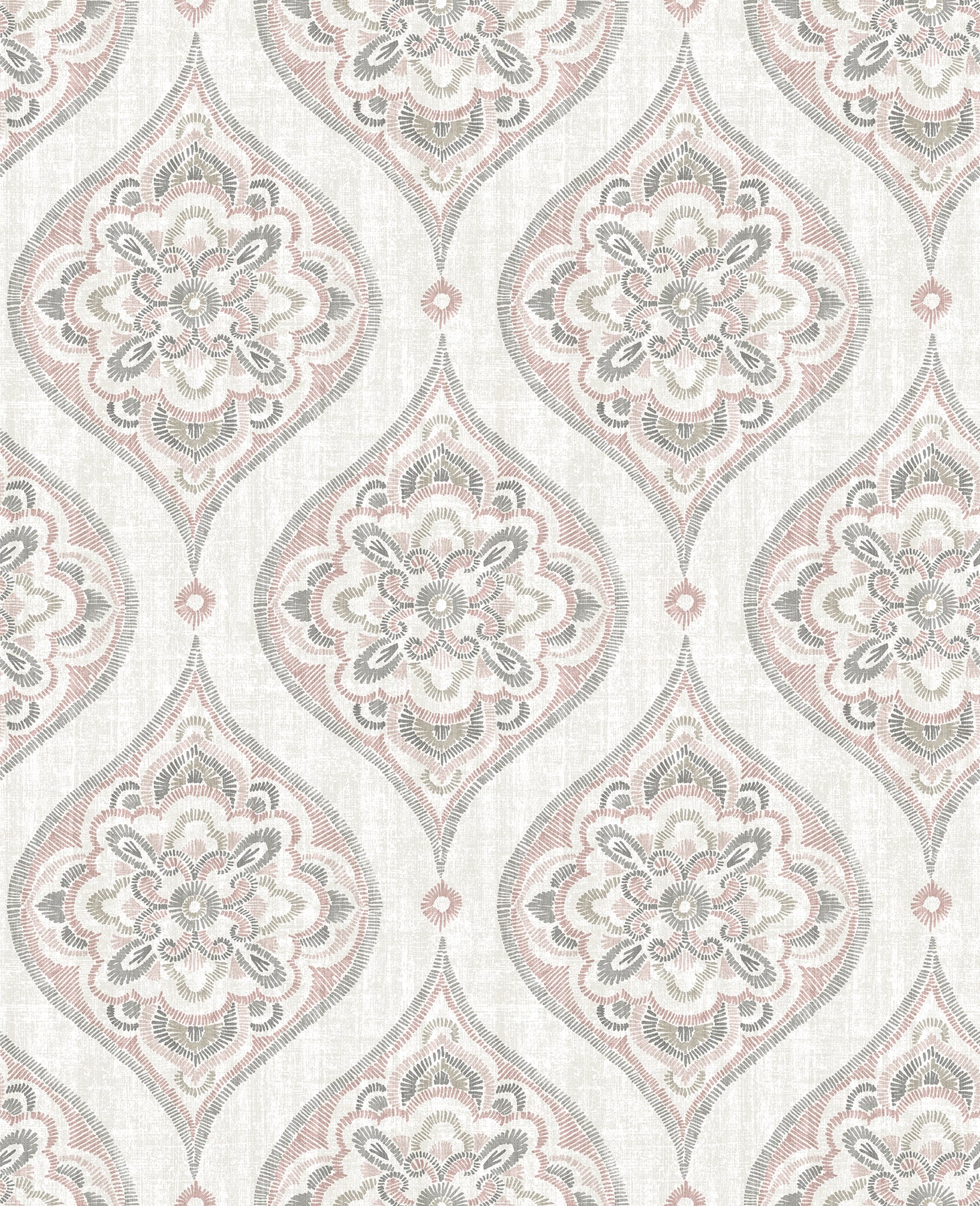 A-Street Prints Adele Rose Damask Wallpaper, 20.5-in by 33-ft