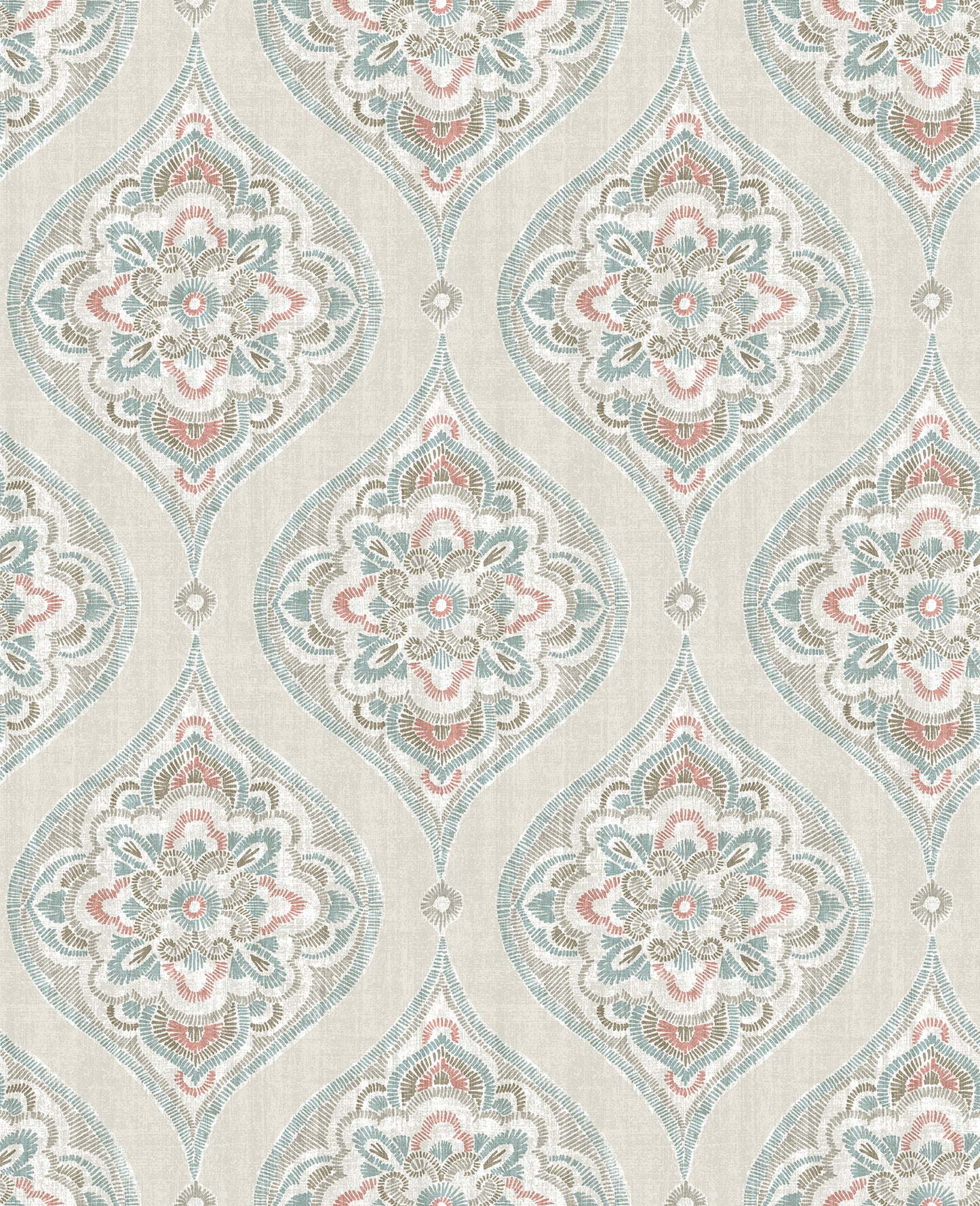 A-Street Prints Adele Teal Damask Wallpaper, 20.5-in by 33-ft