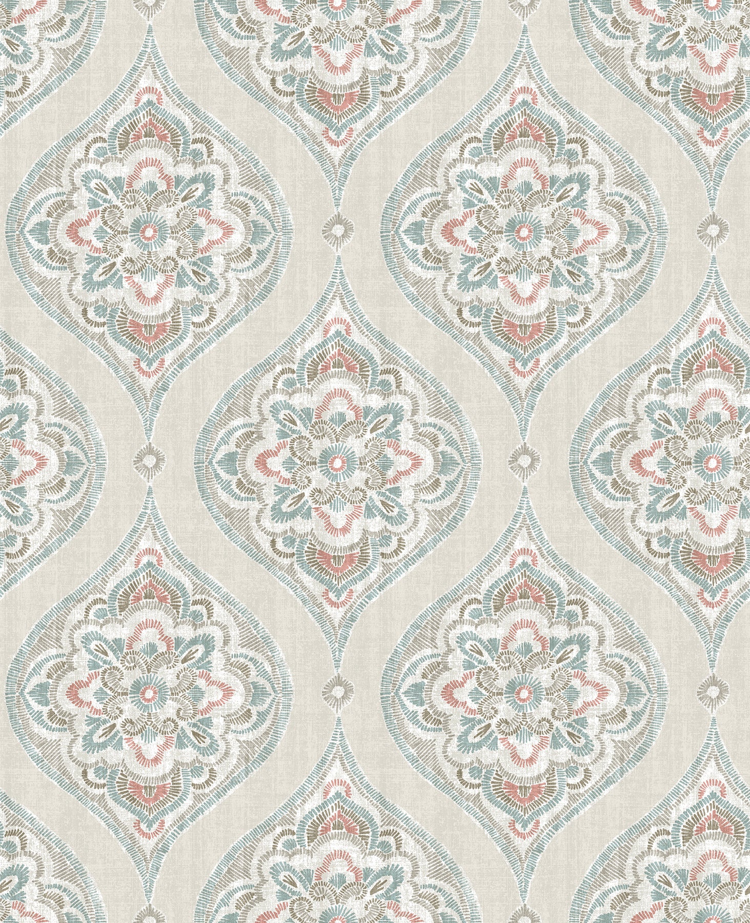 A-Street Prints Adele Teal Damask Wallpaper, 20.5-in by 33-ft