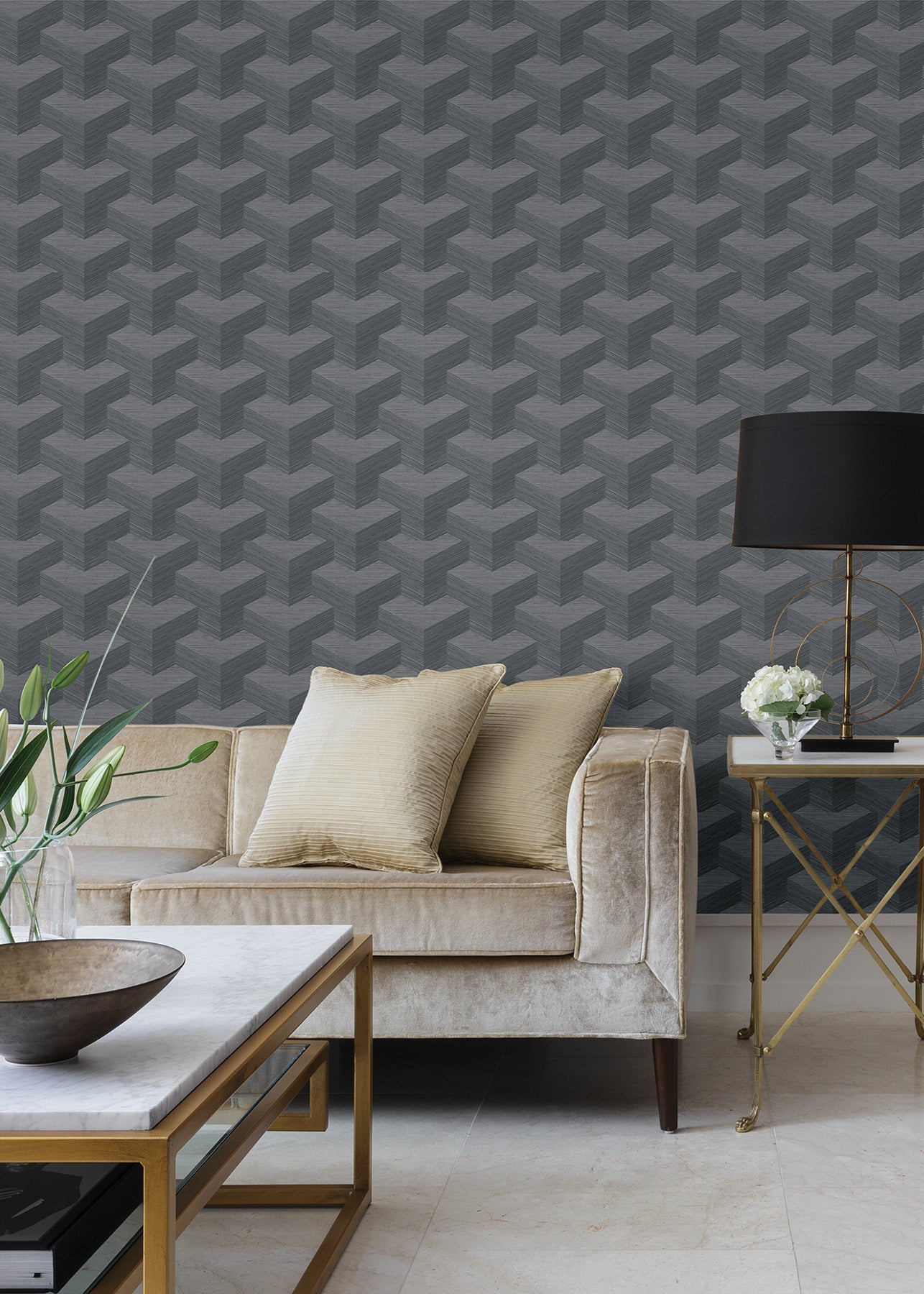 A-Street Prints Y Knot Slate Geometric Texture Wallpaper, 27-in by 27-ft