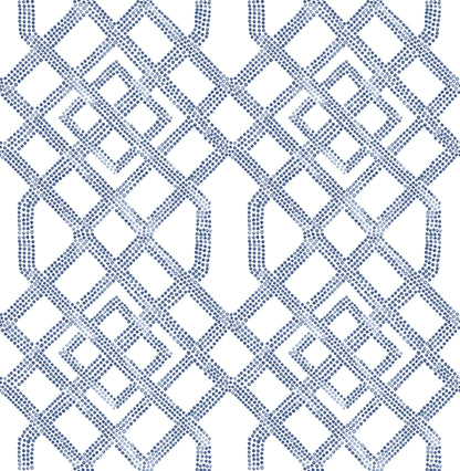 A-Street Prints Traverse Blue Trellis Wallpaper, 20.5-in by 33-ft