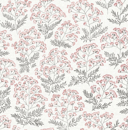 A-Street Prints Floret Pink Floral Wallpaper, 20.5-in by 33-ft