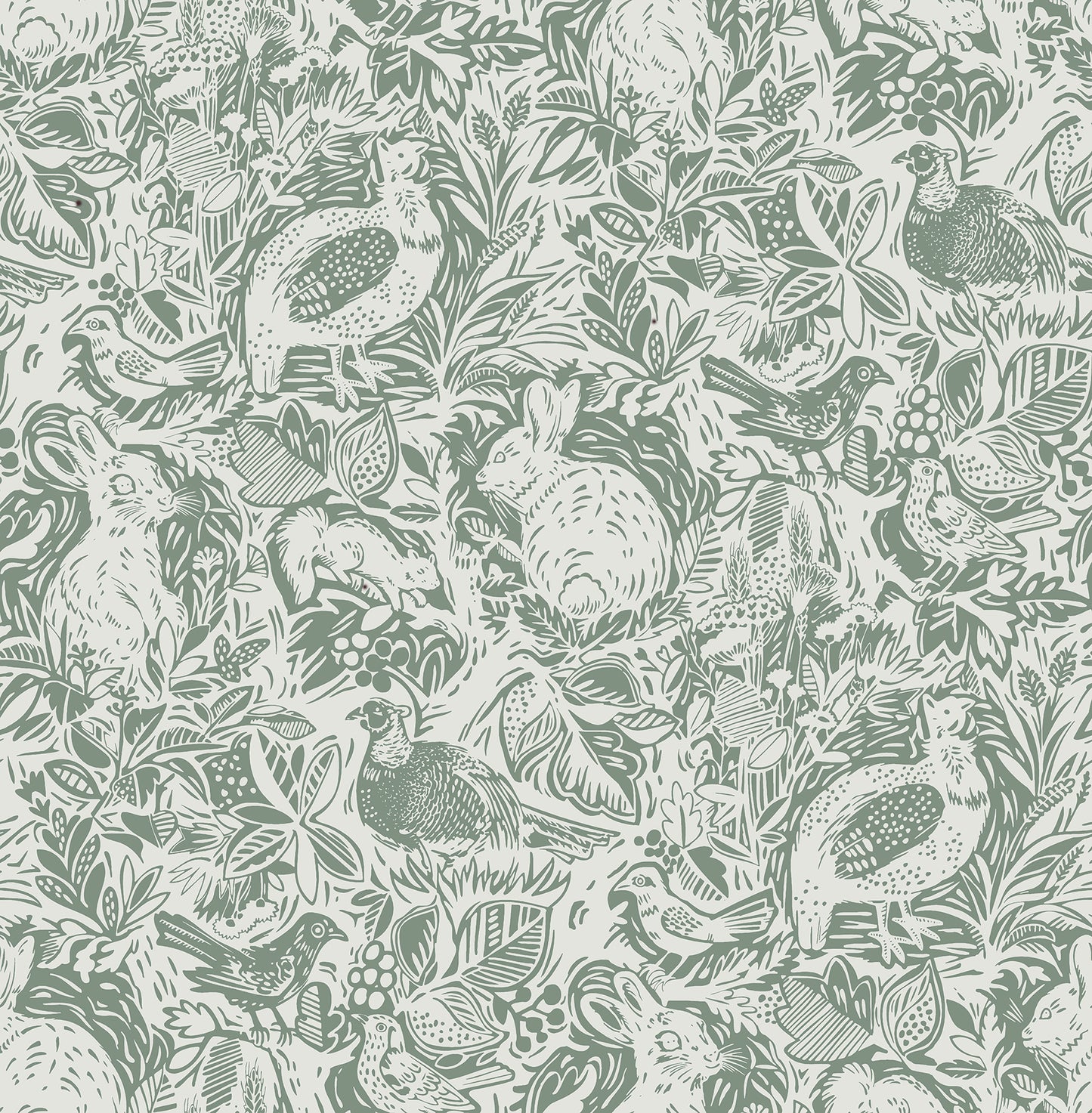 A-Street Prints Revival Dark Green Fauna Wallpaper, 20.5-in by 33-ft