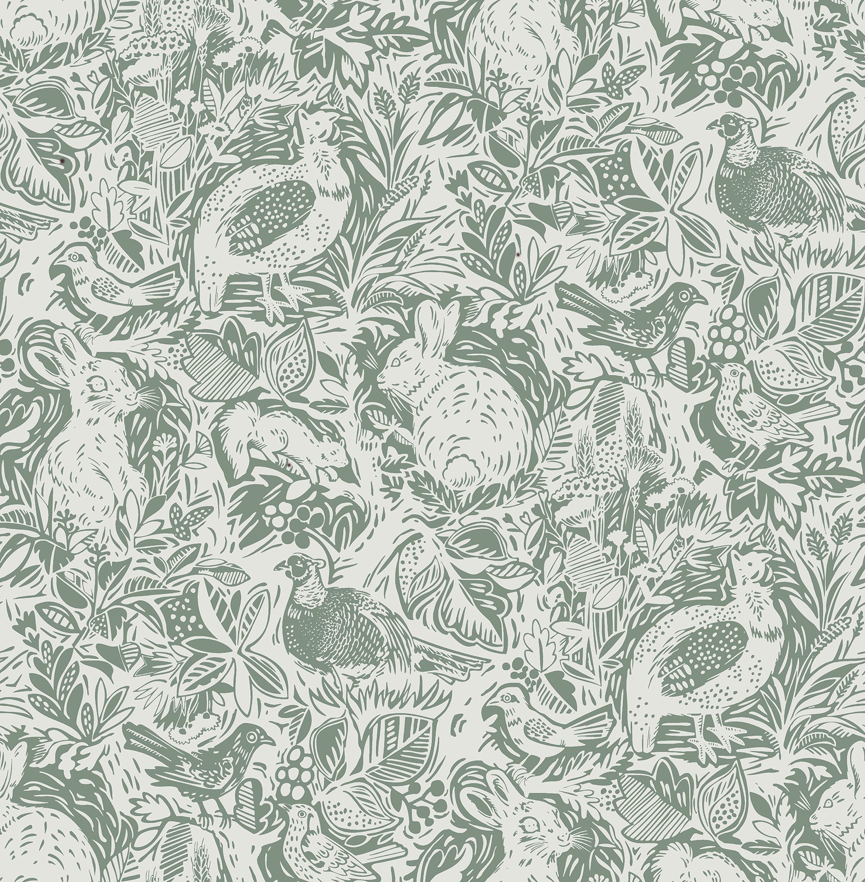 A-Street Prints Revival Dark Green Fauna Wallpaper, 20.5-in by 33-ft