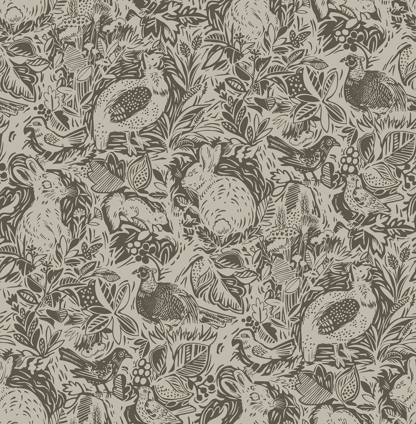 A-Street Prints Revival Brown Fauna Wallpaper, 20.5-in by 33-ft