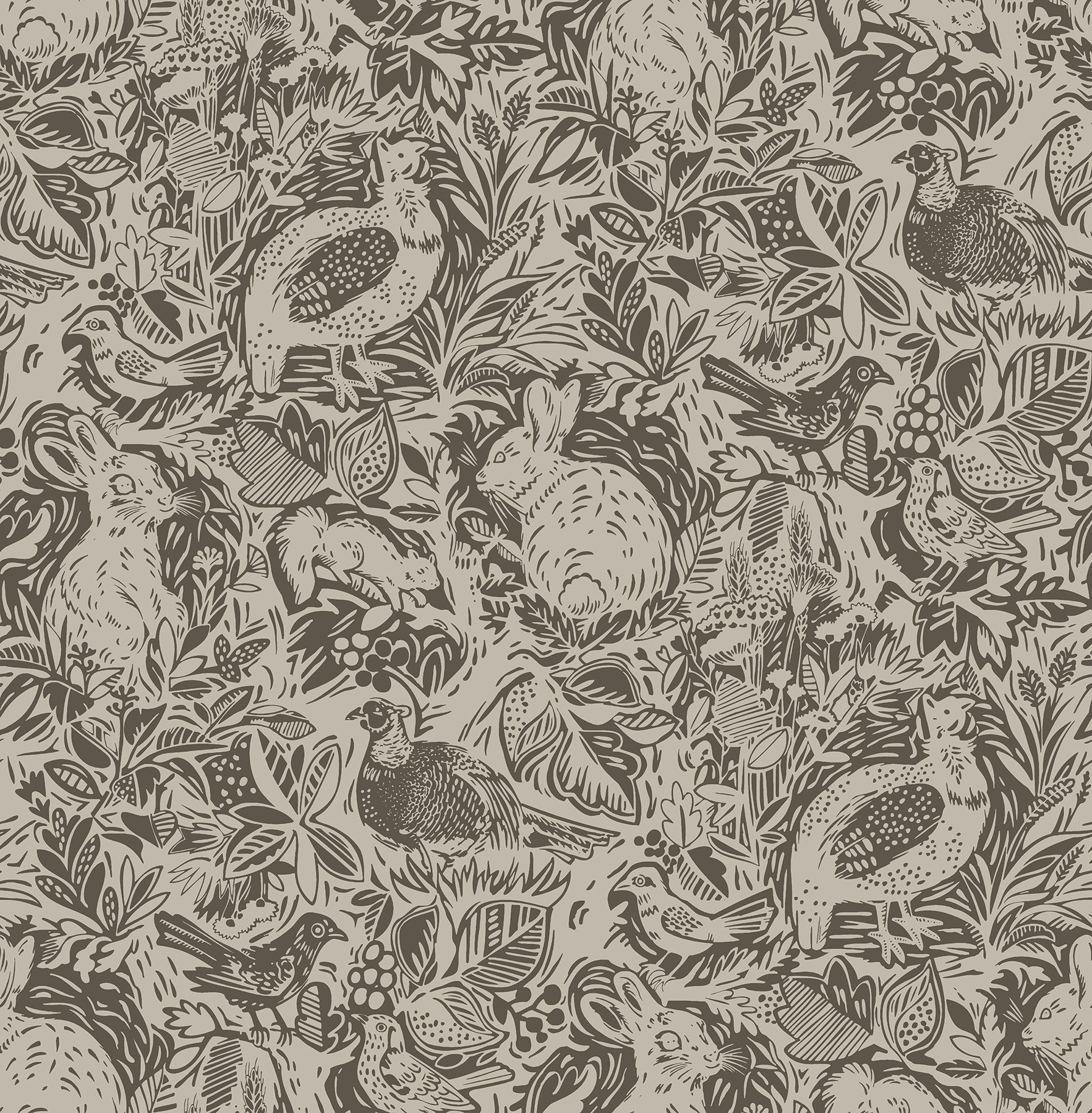 A-Street Prints Revival Brown Fauna Wallpaper, 20.5-in by 33-ft