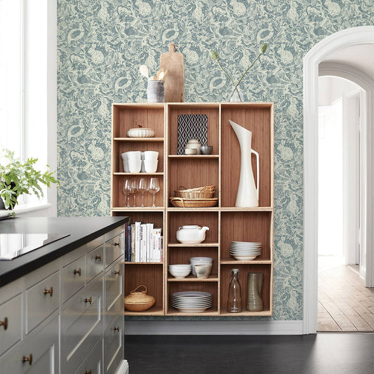 A-Street Prints Revival Blue Fauna Wallpaper, 20.5-in by 33-ft