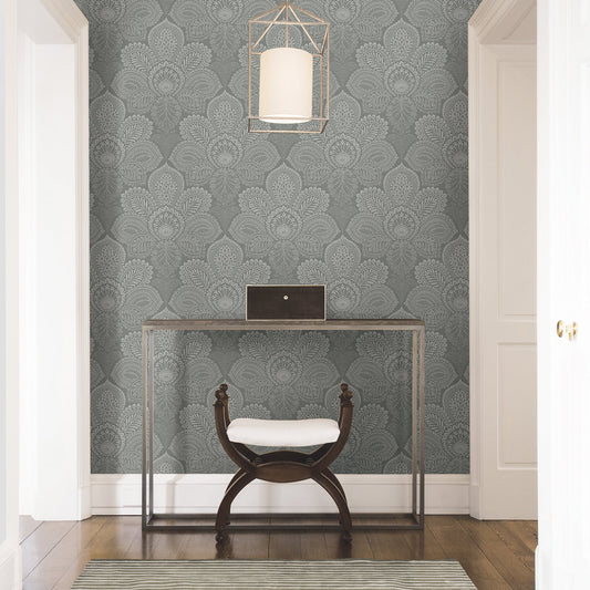 A-Street Prints Triumph Grey Medallion Wallpaper, 20.5-in by 33-ft