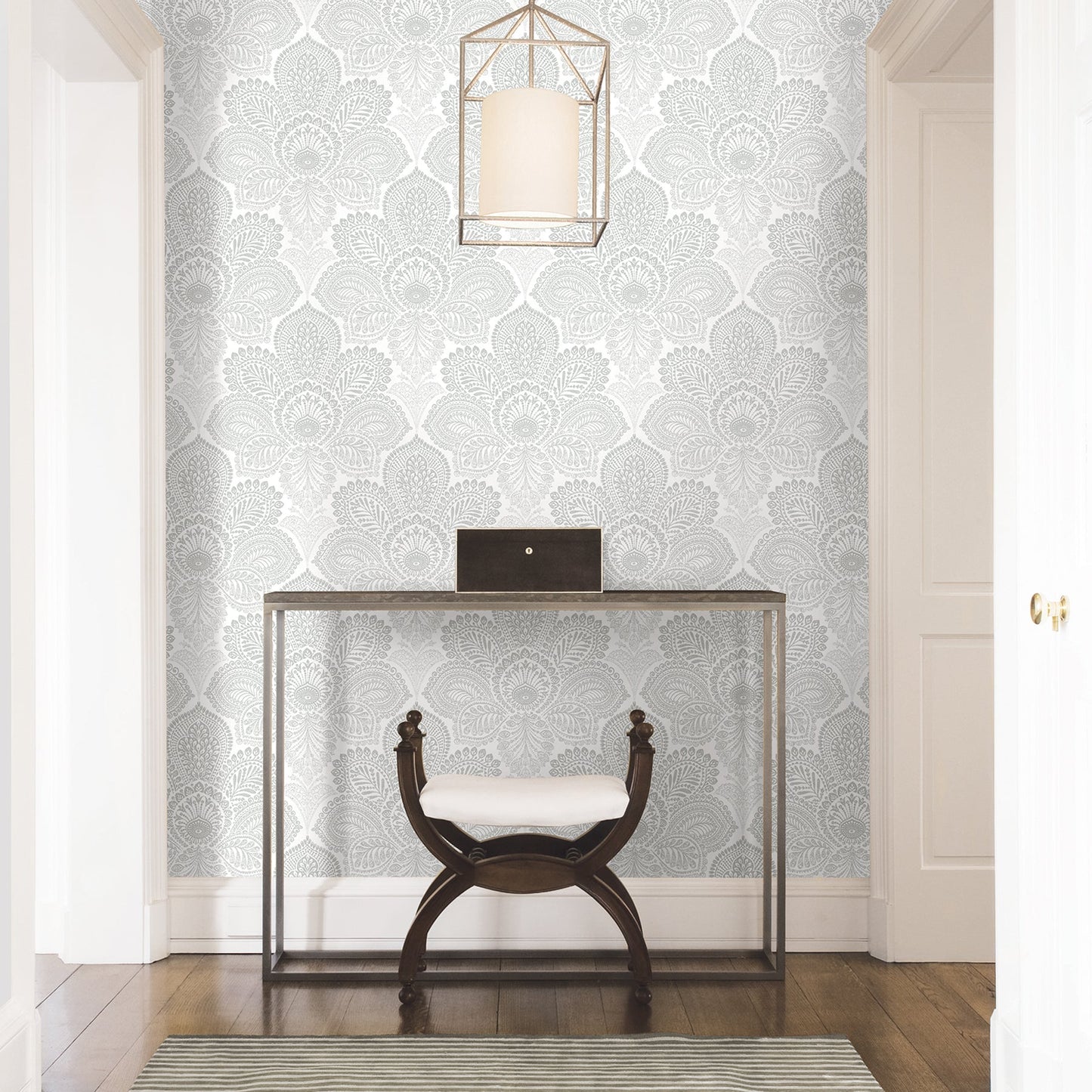 A-Street Prints Triumph Off White Medallion Wallpaper, 20.5-in by 33-ft