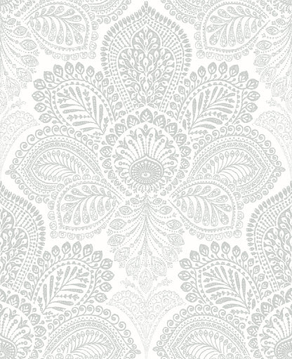 A-Street Prints Triumph Off White Medallion Wallpaper, 20.5-in by 33-ft