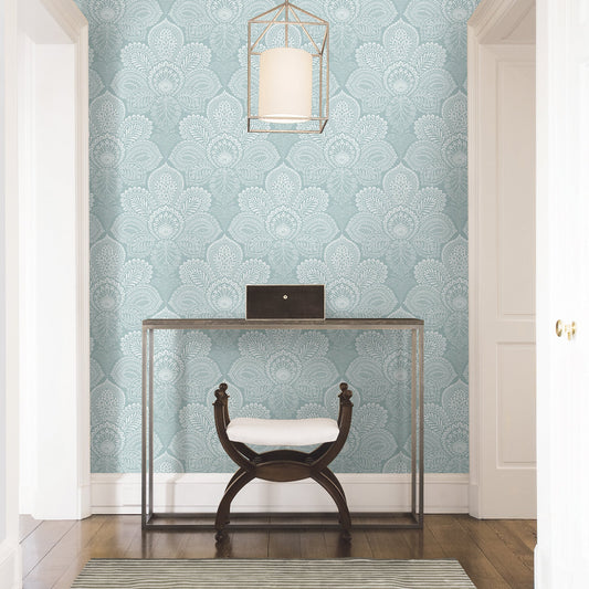 A-Street Prints Triumph Light Blue Medallion Wallpaper, 20.5-in by 33-ft