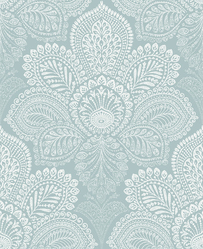 A-Street Prints Triumph Light Blue Medallion Wallpaper, 20.5-in by 33-ft