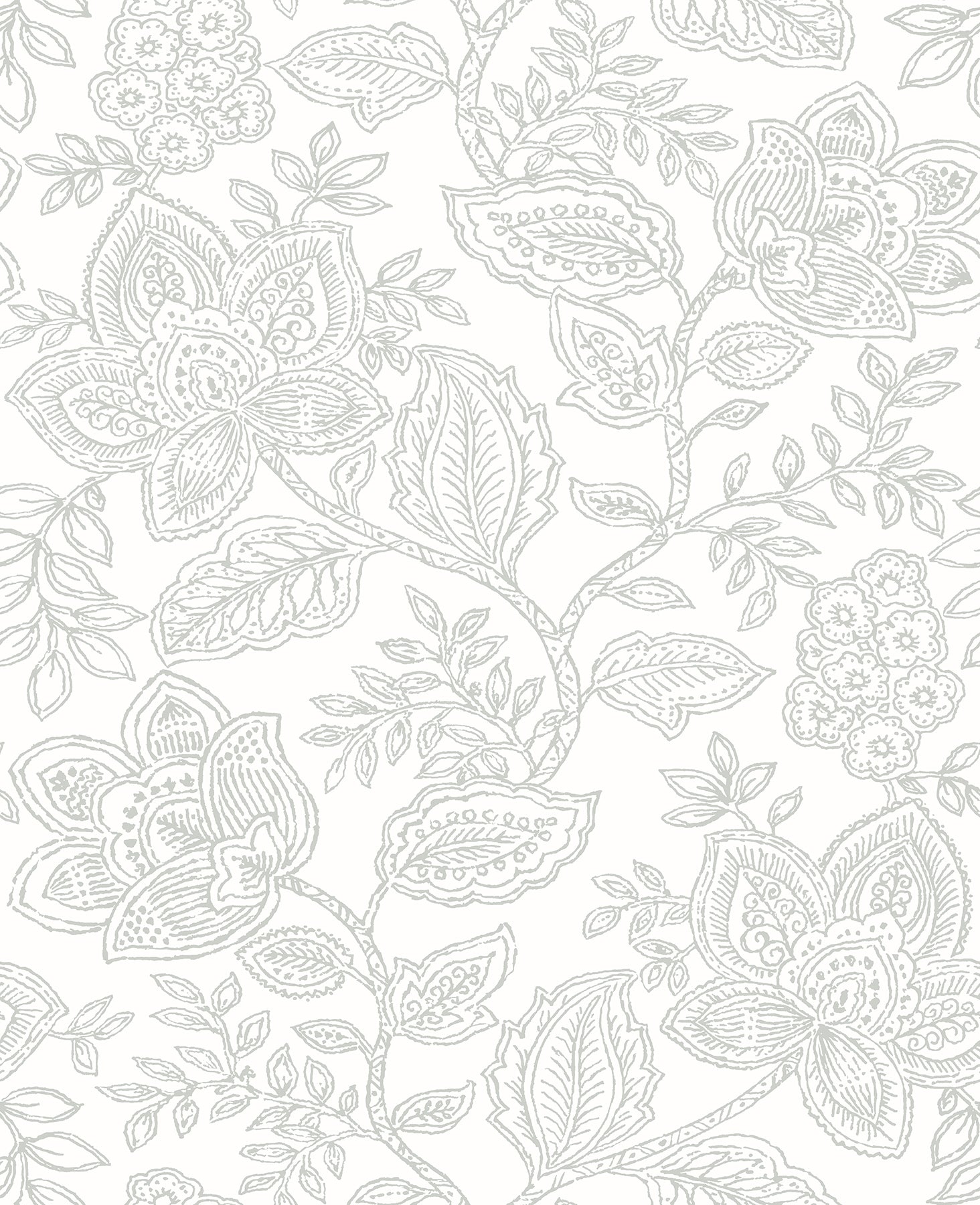 A-Street Prints Larkin Grey Floral Wallpaper, 20.5-in by 33-ft