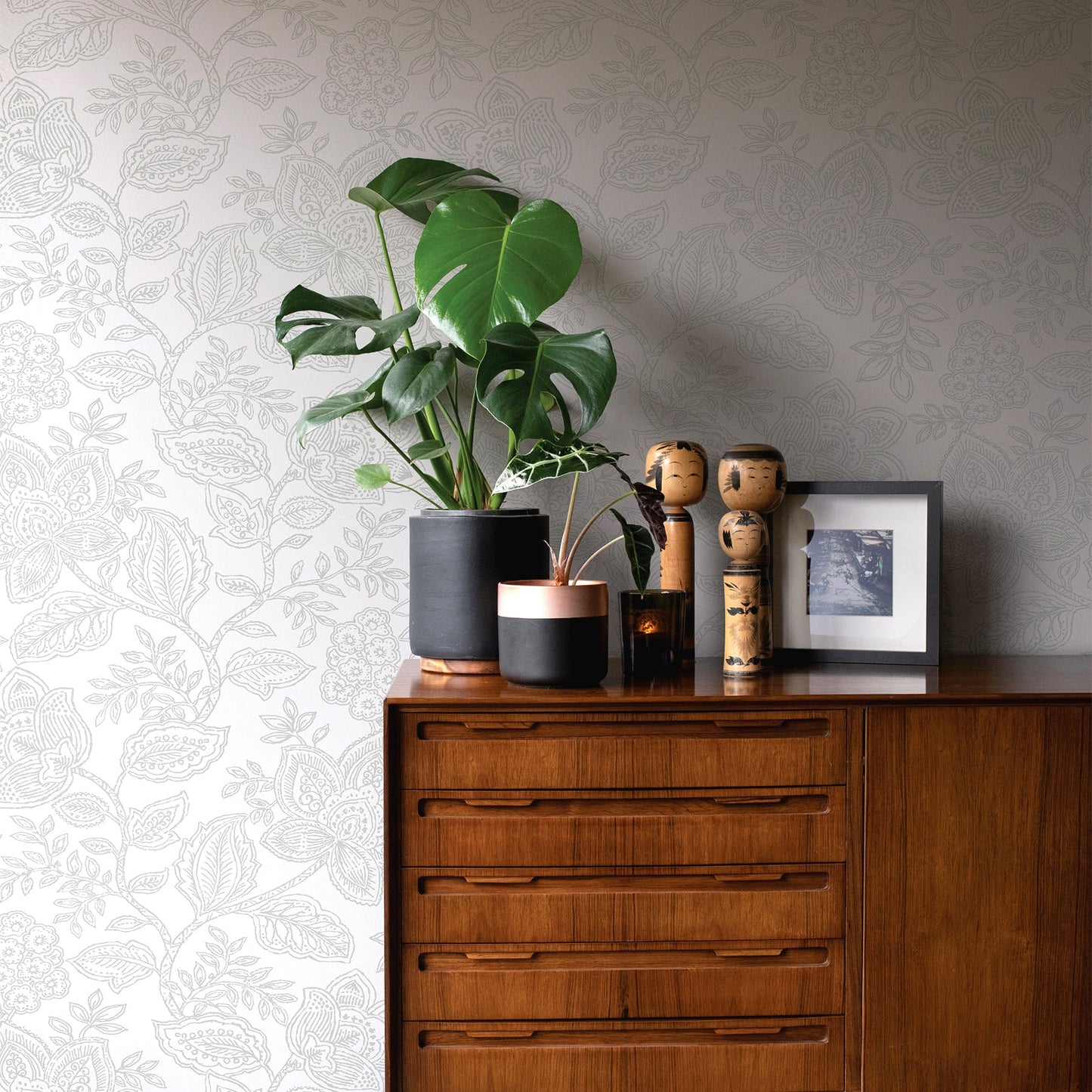 A-Street Prints Larkin Grey Floral Wallpaper, 20.5-in by 33-ft