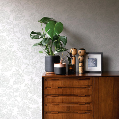 A-Street Prints Larkin Grey Floral Wallpaper, 20.5-in by 33-ft