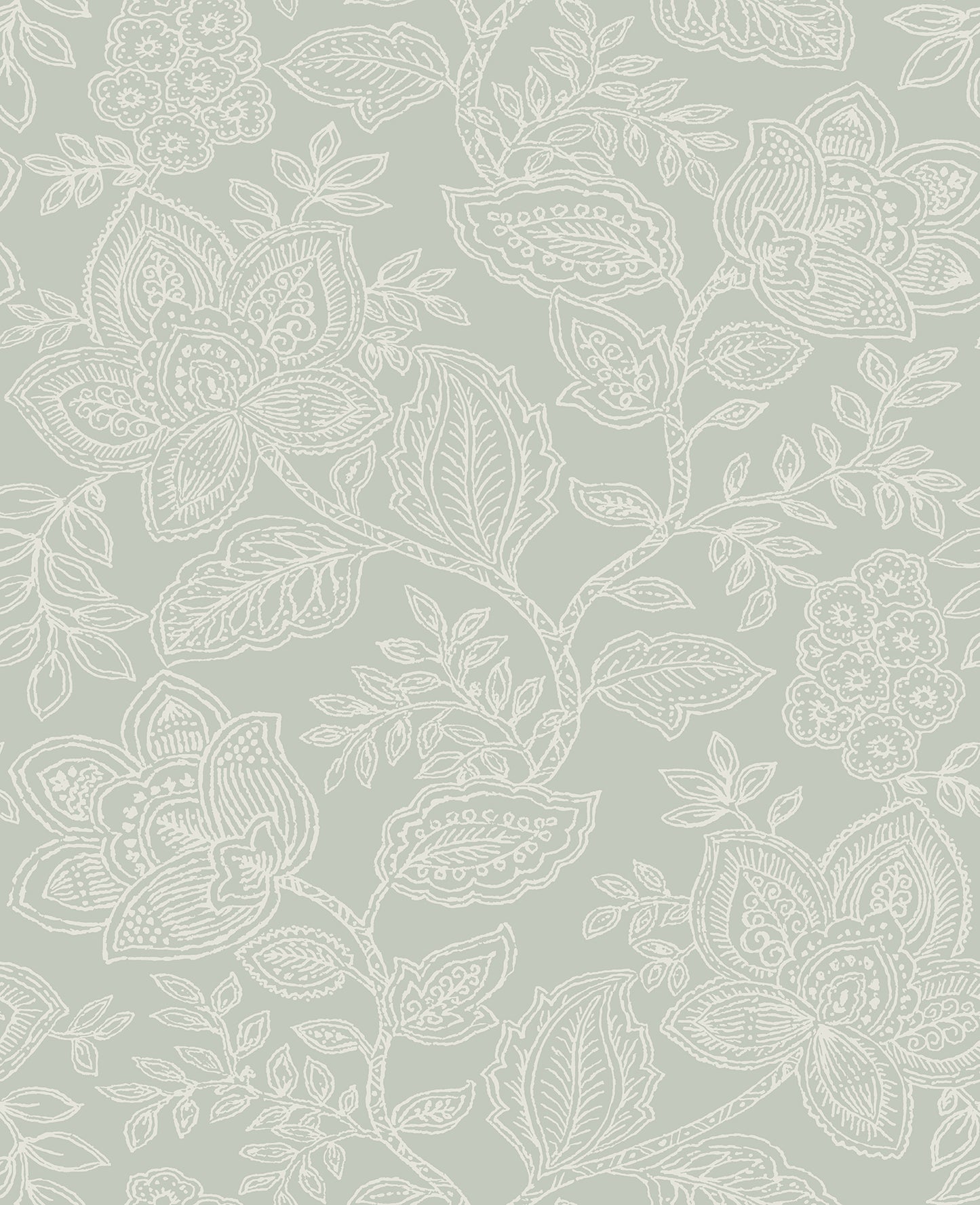 A-Street Prints Larkin Sage Floral Wallpaper, 20.5-in by 33-ft