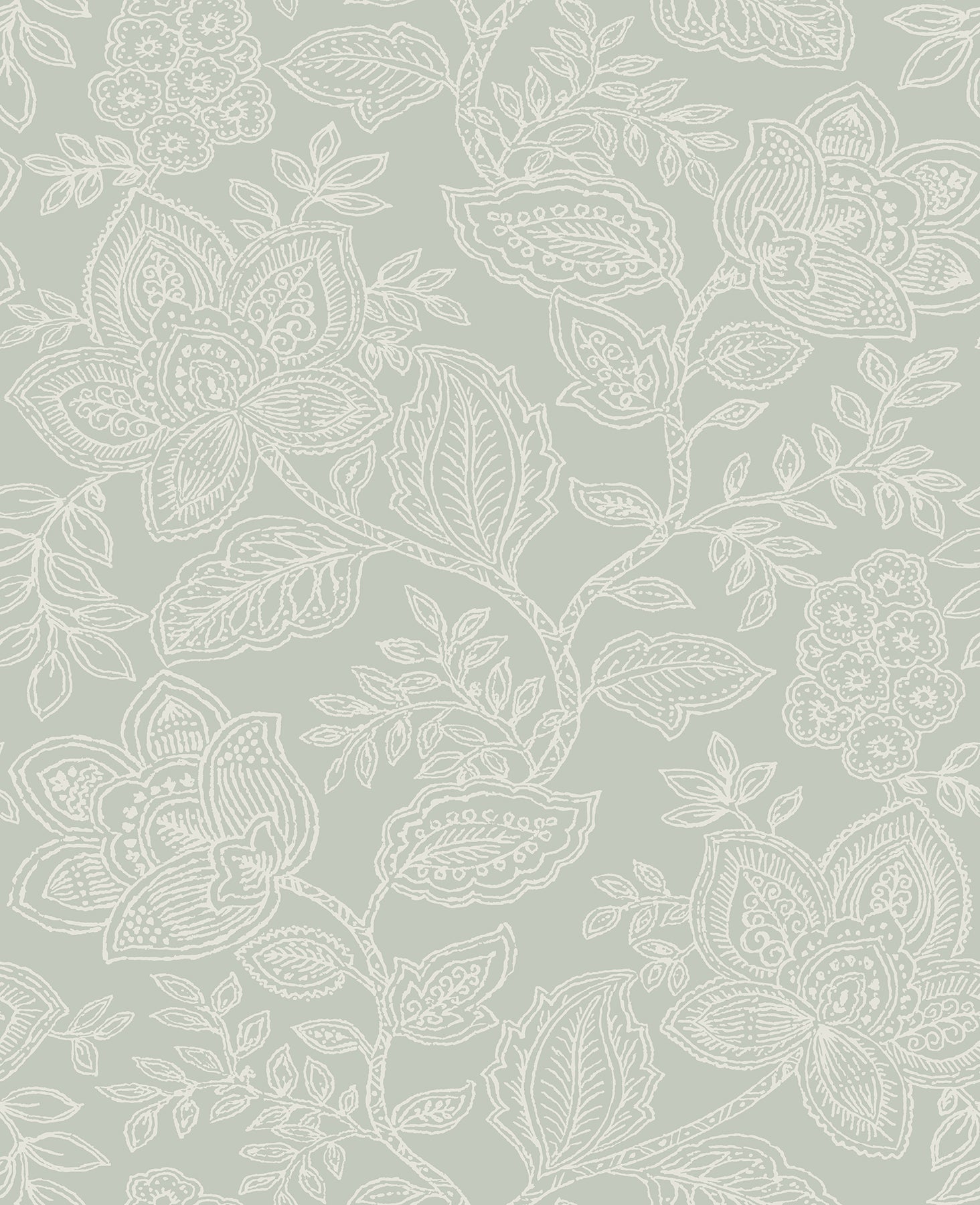 A-Street Prints Larkin Sage Floral Wallpaper, 20.5-in by 33-ft