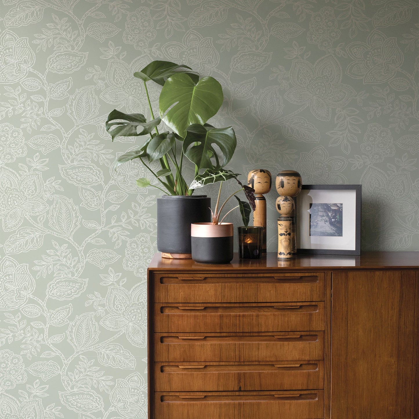 A-Street Prints Larkin Sage Floral Wallpaper, 20.5-in by 33-ft