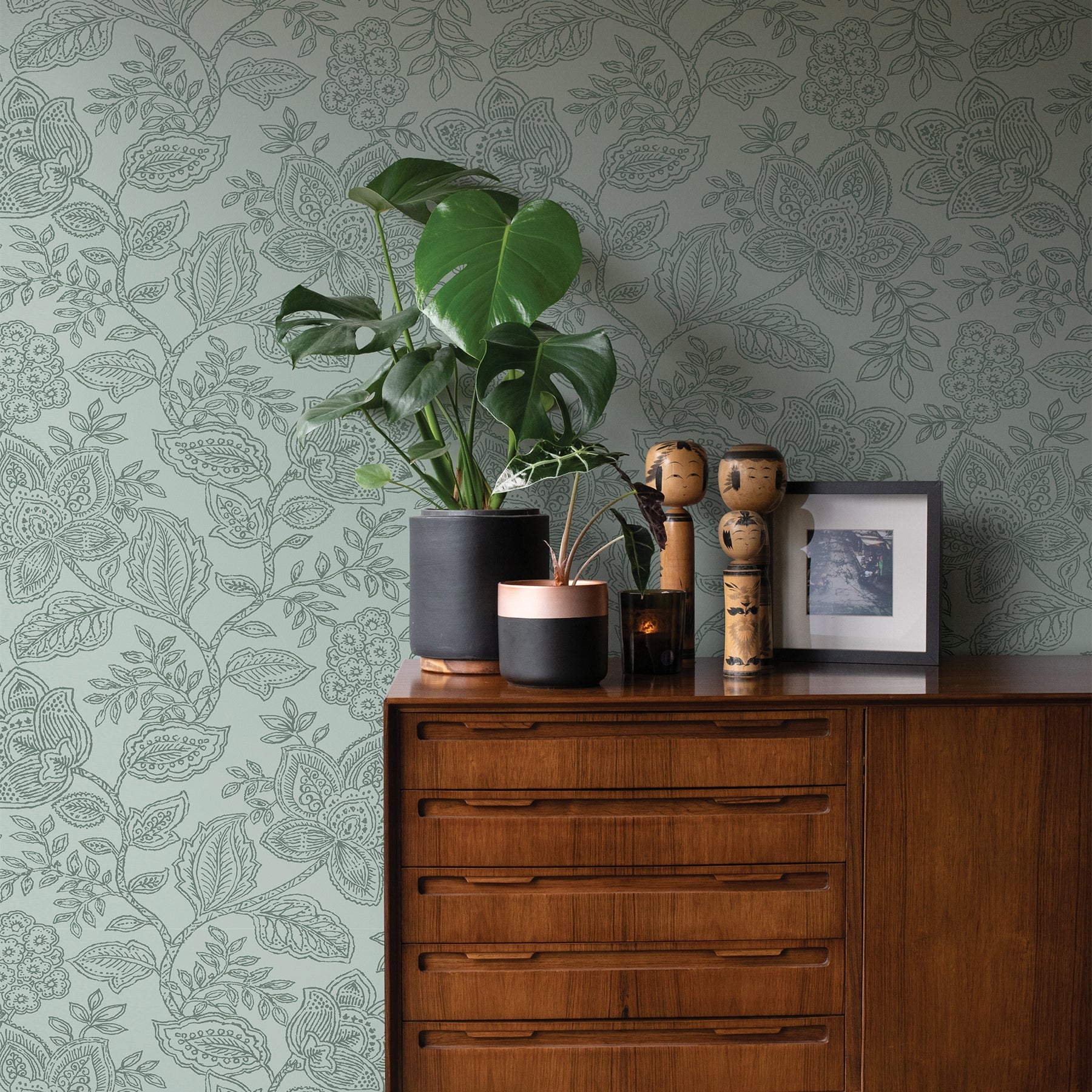 A-Street Prints Larkin Green Floral Wallpaper, 20.5-in by 33-ft