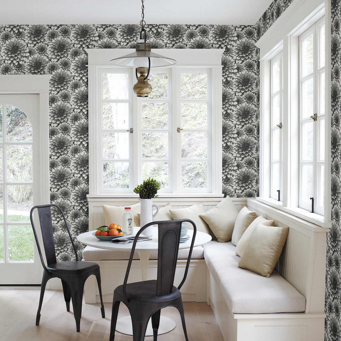 A-Street Prints Umbra Charcoal Floral Wallpaper, 27-in by 27-ft