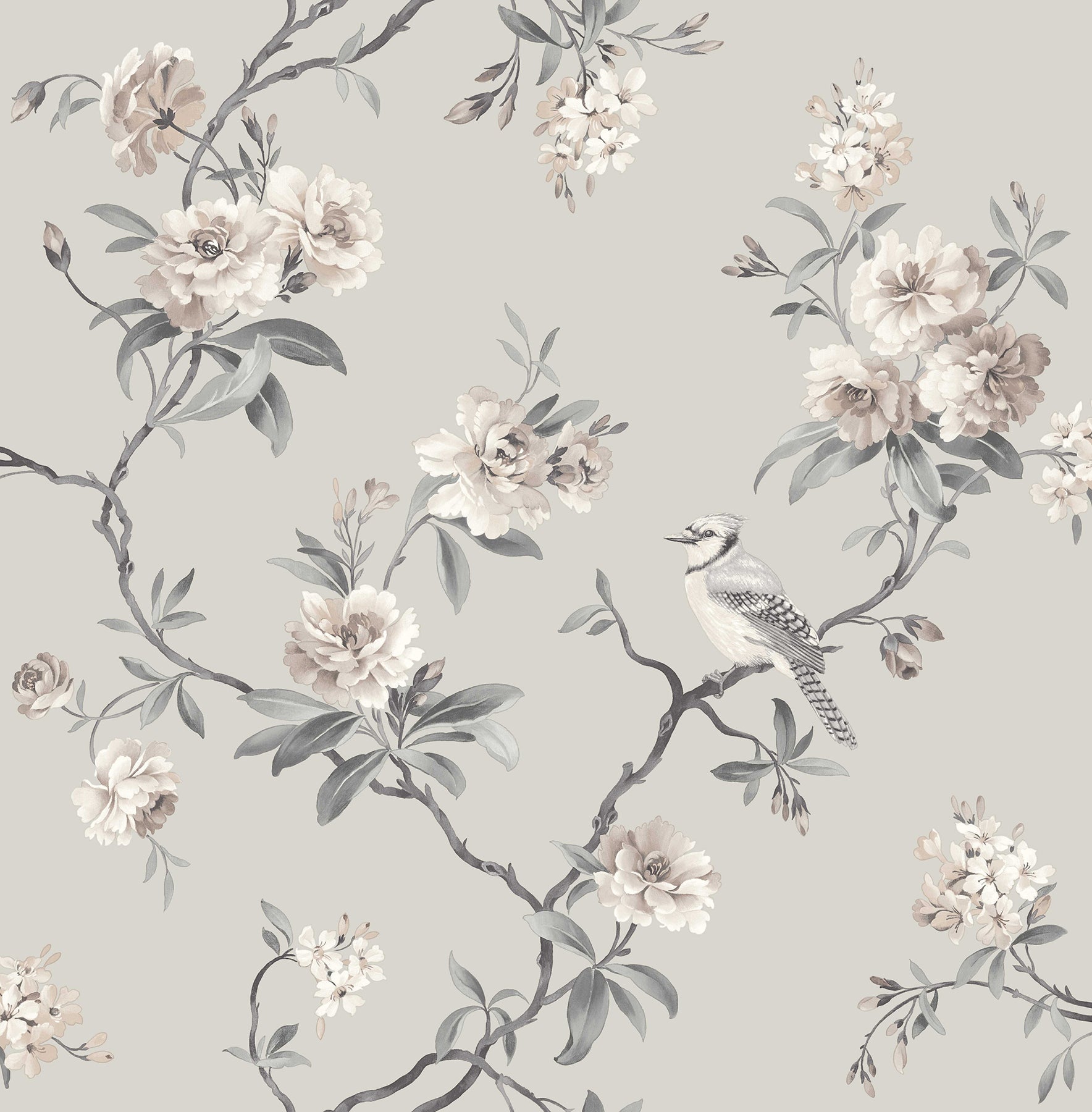 Fine Decor Chinoiserie Stone Floral Wallpaper, 20.5-in by 33-ft