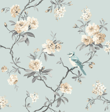 Fine Decor Chinoiserie Blue Floral Wallpaper, 20.5-in by 33-ft