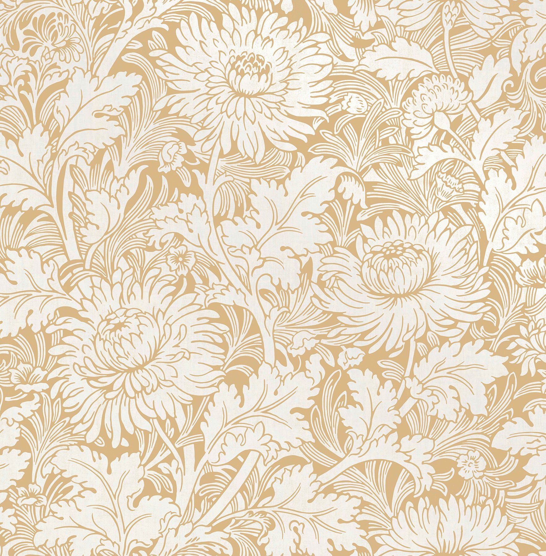 Fine Decor Zinnia Mustard Floral Wallpaper, 20.5-in by 33-ft