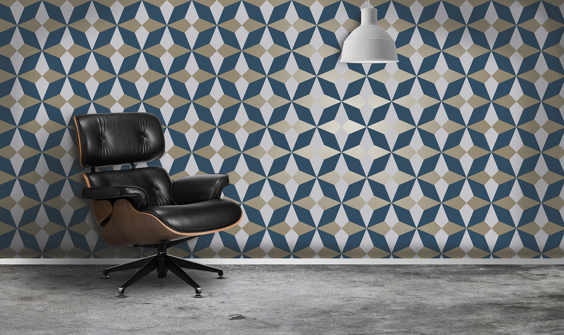 Fine Decor Newby Navy Geometric Wallpaper, 20.5-in by 33-ft