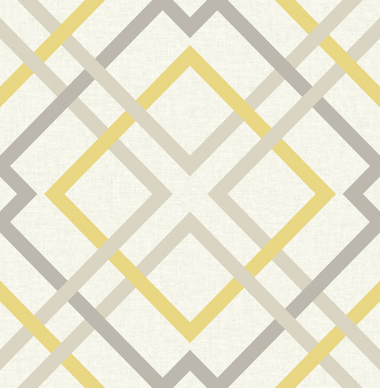 A-Street Prints Saltire Emile Yellow Lattice Wallpaper, 20.5-in by 33-ft