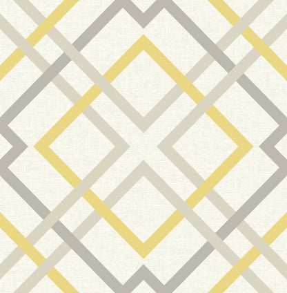 A-Street Prints Saltire Emile Yellow Lattice Wallpaper, 20.5-in by 33-ft