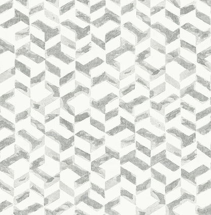 A-Street Prints Instep Platinum Abstract Geometric Wallpaper, 20.5-in by 33-ft