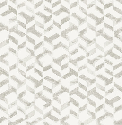 A-Street Prints Instep Pewter Abstract Geometric Wallpaper, 20.5-in by 33-ft