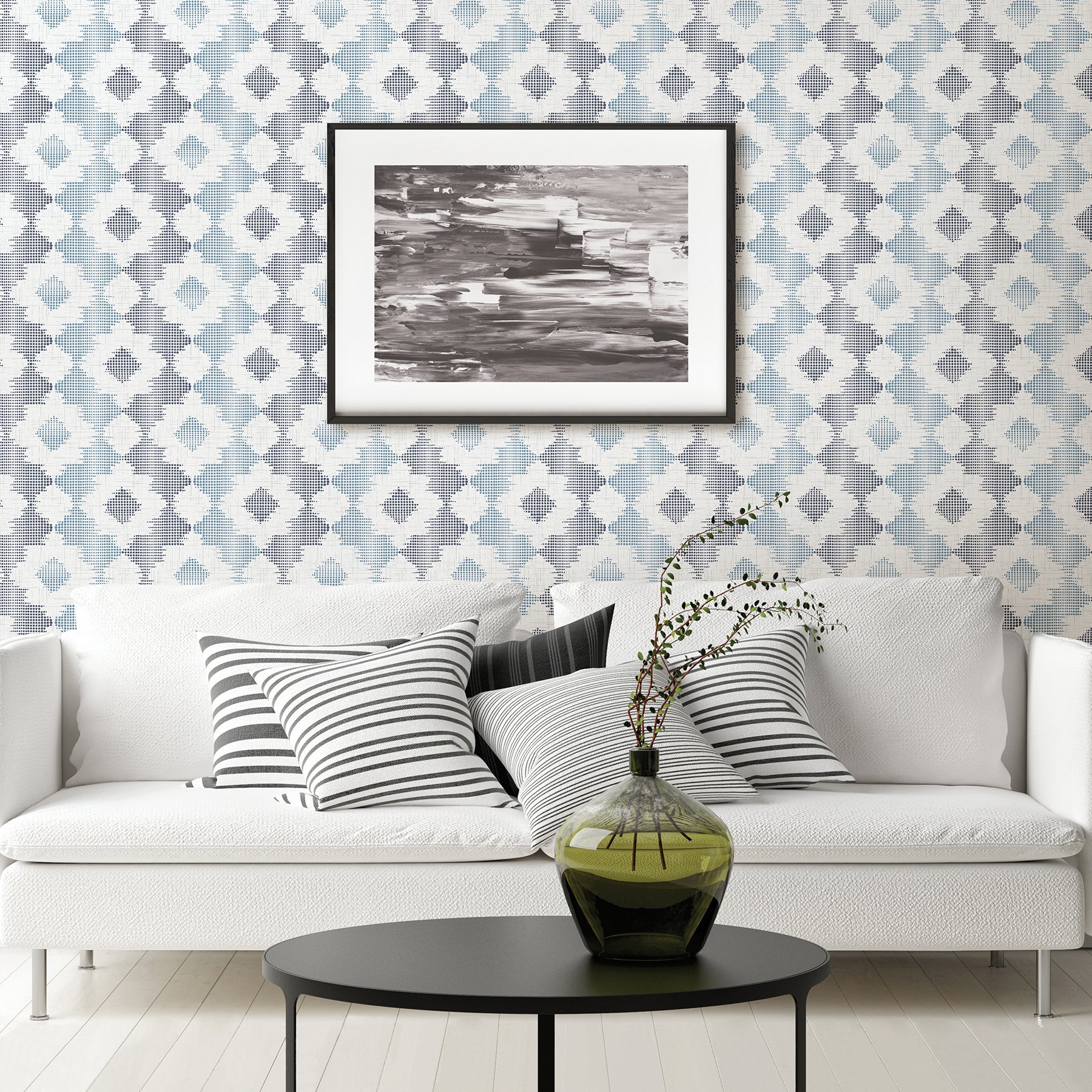 A-Street Prints Babylon Blue Abstract Floral Wallpaper, 20.5-in by 33-ft