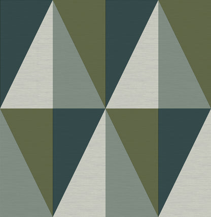 A-Street Prints Aspect Green Geometric Faux Grasscloth Wallpaper, 20.5-in by 33-ft