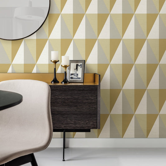 A-Street Prints Aspect Yellow Geometric Faux Grasscloth Wallpaper, 20.5-in by 33-ft