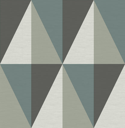 A-Street Prints Aspect Teal Geometric Faux Grasscloth Wallpaper, 20.5-in by 33-ft