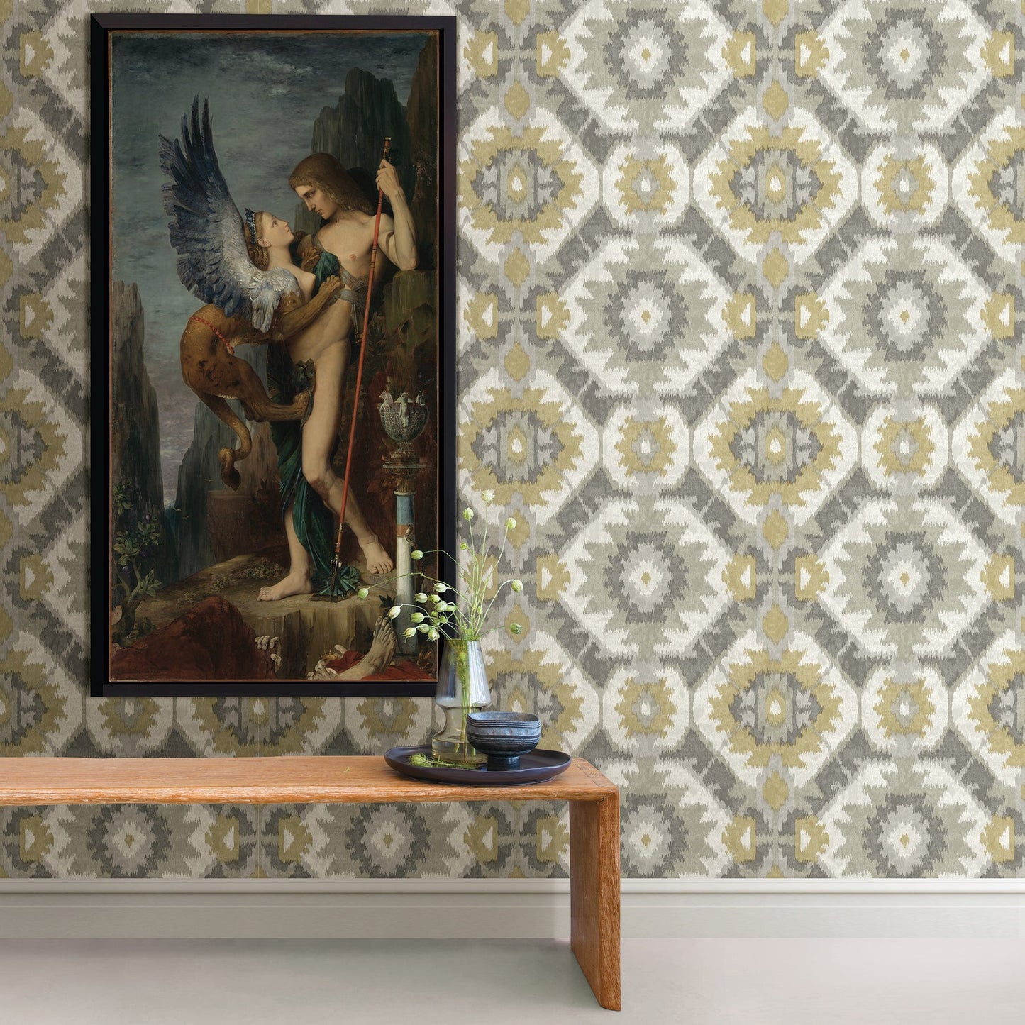 A-Street Prints Kazac Grey Shibori Wallpaper, 20.5-in by 33-ft