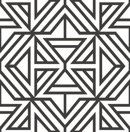 A-Street Prints Helios Black Geometric Wallpaper, 20.5-in by 33-ft