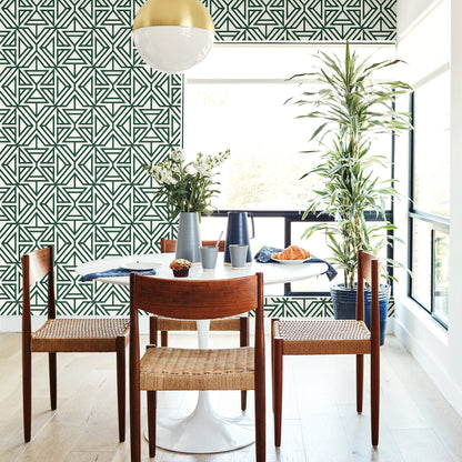 A-Street Prints Helios Green Geometric Wallpaper, 20.5-in by 33-ft