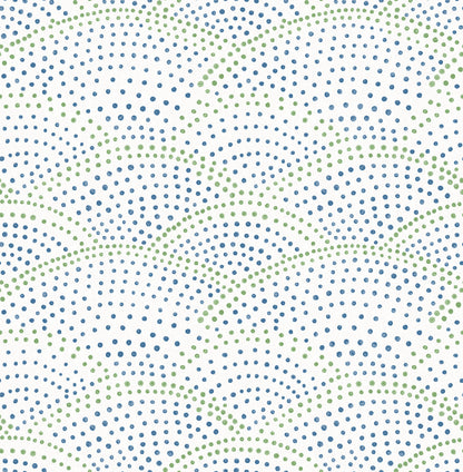 A-Street Prints Bennett Blue Dotted Scallop Wallpaper, 20.5-in by 33-ft