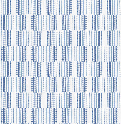 A-Street Prints Burgen Blue Geometric Linen Wallpaper, 20.5-in by 33-ft