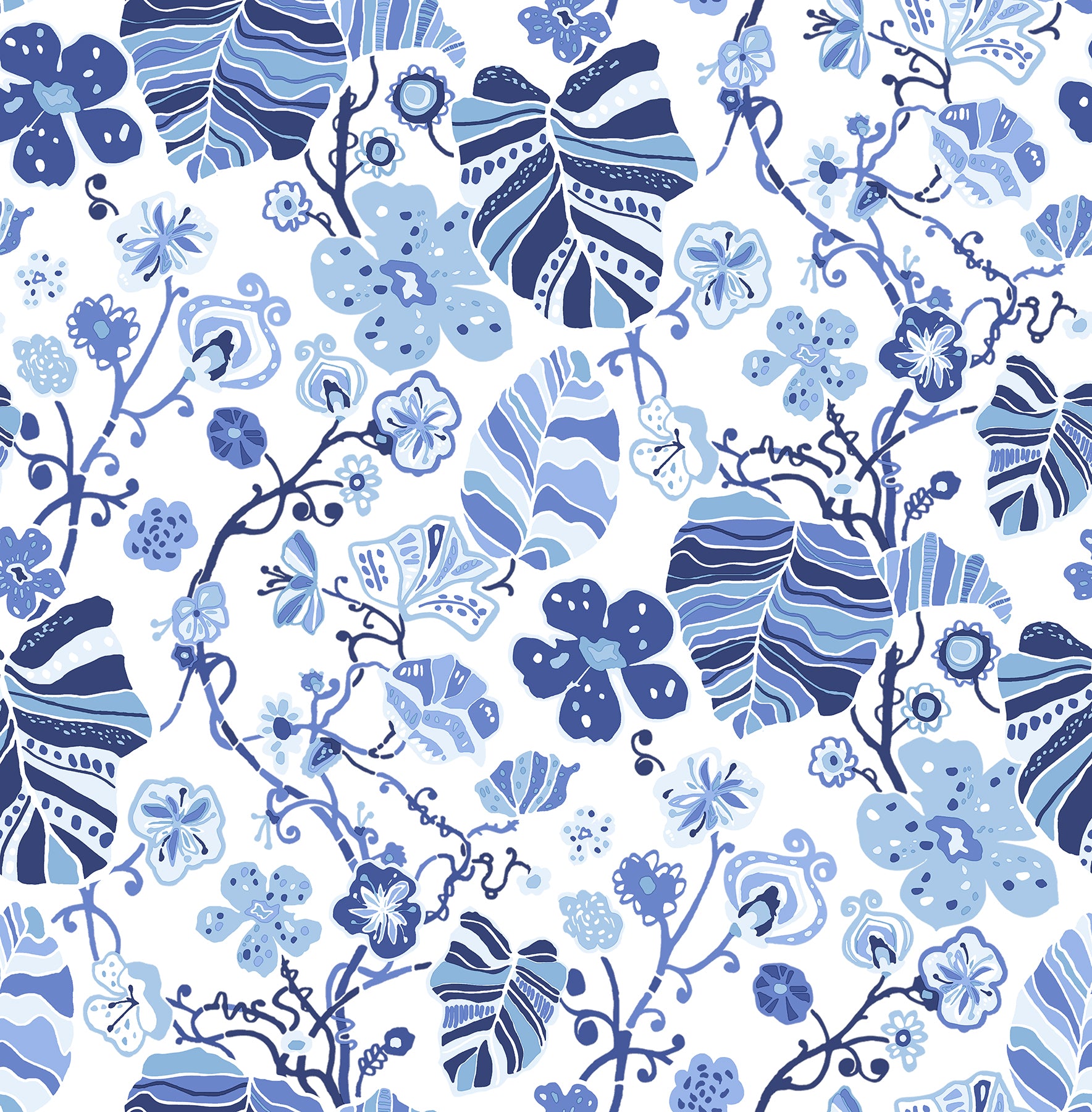 A-Street Prints Gwyneth Indigo Floral Wallpaper, 20.5-in by 33-ft