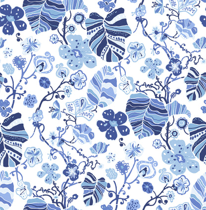 A-Street Prints Gwyneth Indigo Floral Wallpaper, 20.5-in by 33-ft