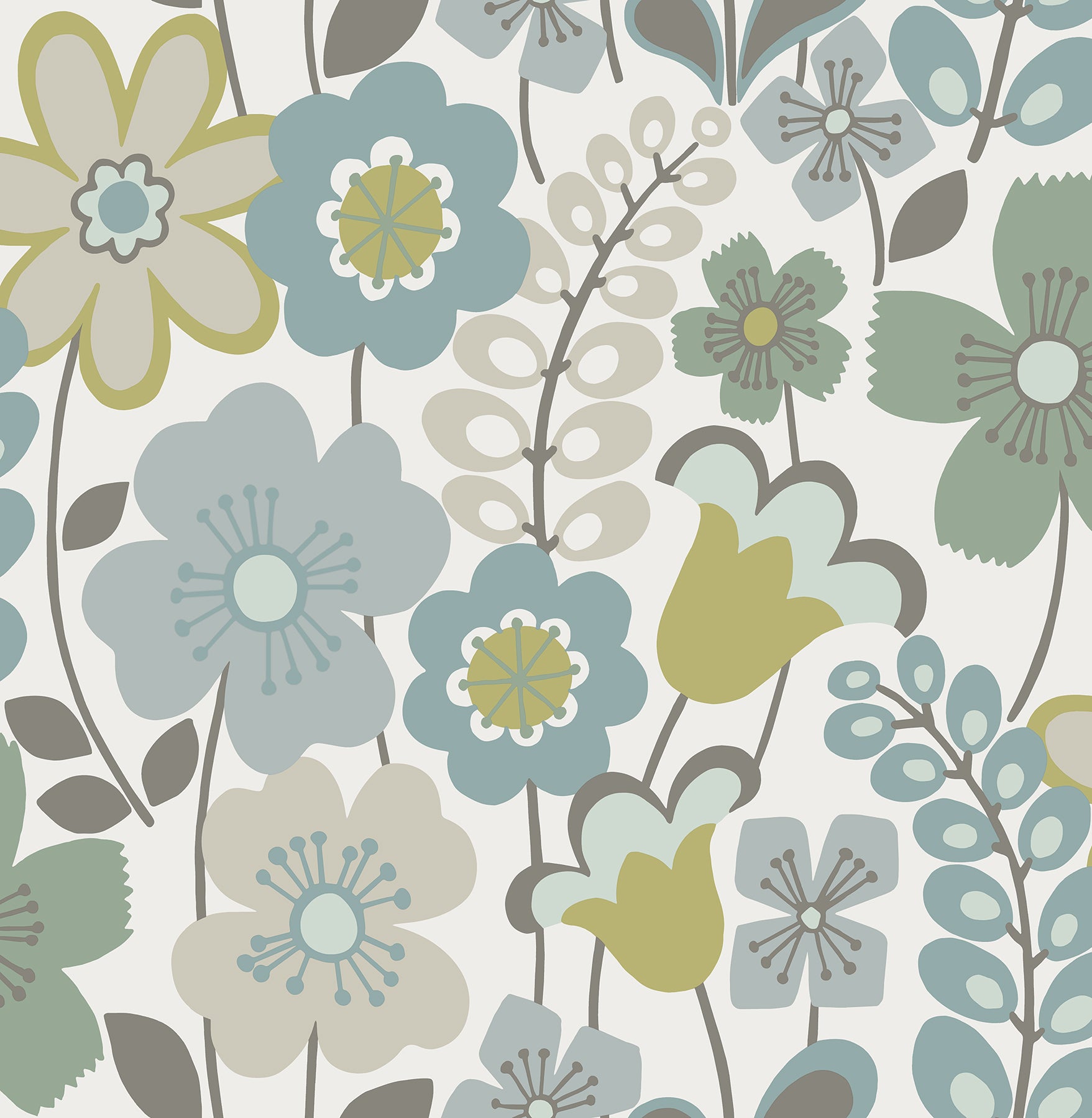 A-Street Prints Piper Green Floral Wallpaper, 20.5-in by 33-ft