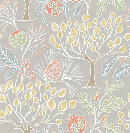 A-Street Prints Shiloh Light Grey Botanical Wallpaper, 20.5-in by 33-ft